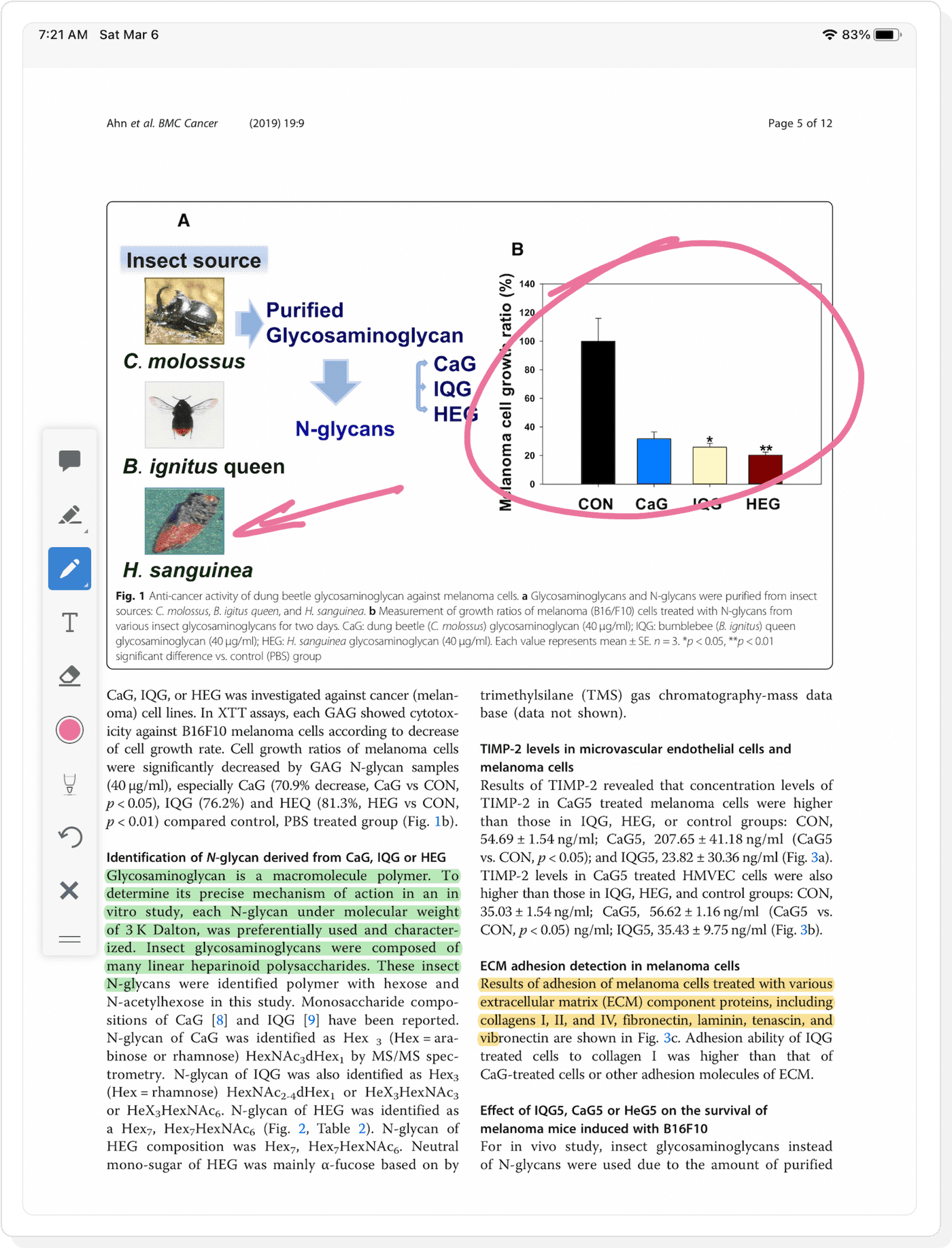 Annotate PDF files with highlights, comments, and free hand drawings